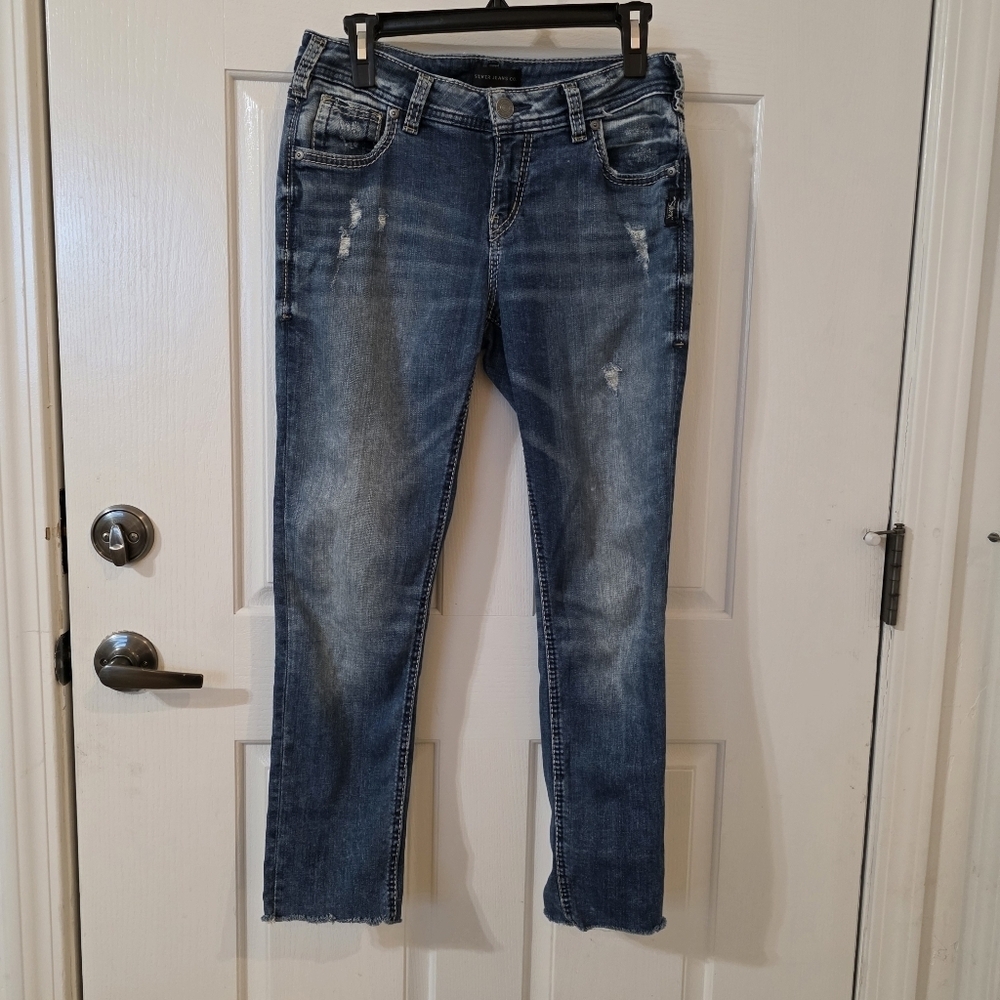 Silver Size 27 Women's Blue Distressed Jeans